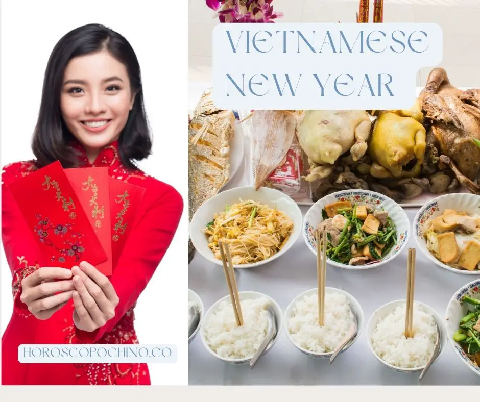 Vietnamienne Nouvel An: nourriture, fleur, appelée, traditions, gâteau, décoration, desserts, vêtements