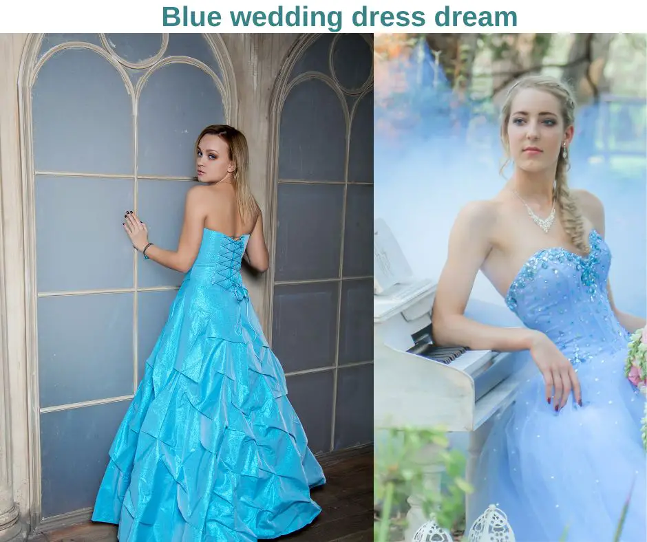 Soñar con vestido de novia azul